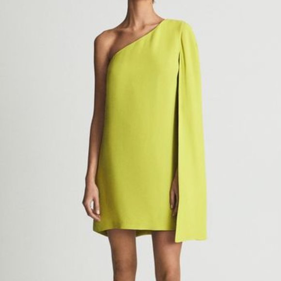 Reiss Cape One Shoulder Mini Dress - Picture 1 of 8